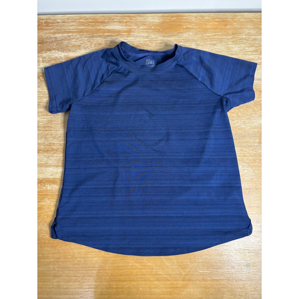 Athleta Girl Navy Blue Space Dye Short Sleeve Active Tee Shirt XS 6 657643-01